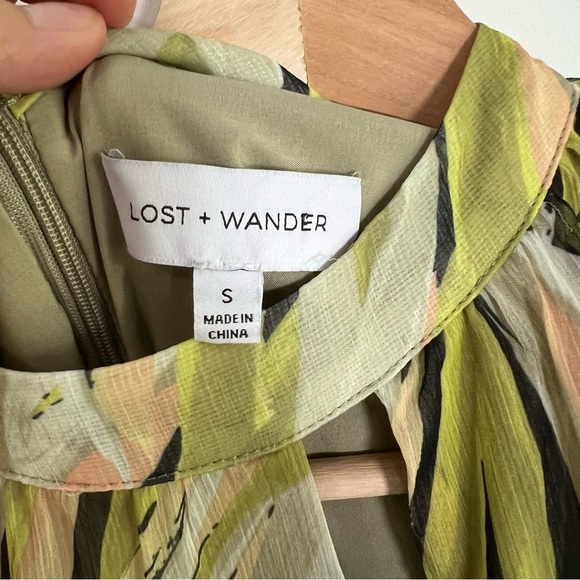 Lost + Wander Arroyo Willow Green Midi Chiffon Ruffle Dress, Size Small - Picture 8 of 11